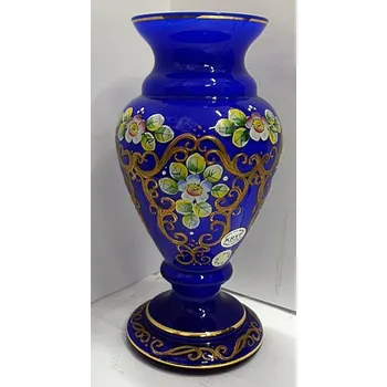 Váza Váza amfora modré sklo malovaná velká TF 65 a STO 72
