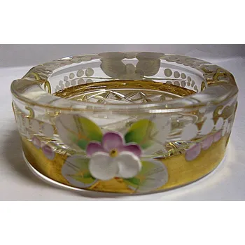 Popelník Popelník broušený smaltovaný zlacený skleněný křišťál XMS 9