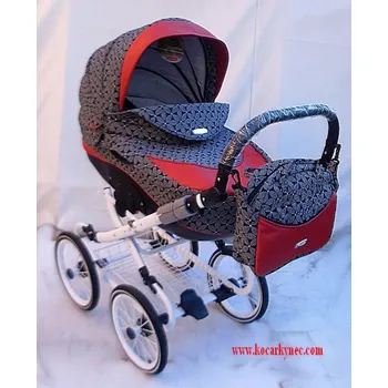 Kočárek Kočárek Symphony Classic TO luxusní kombinovaný velká nafukovací kola color červený a šedé tvary