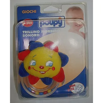 Hračka pro kojence Chrastítko sluníčko měkké s korálky Poupy