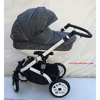 Kočárek Kočárek kombinovaný 3v1 luxusní Star Lux šedo šedé pepito bílá konstrukce