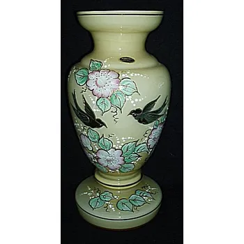 Váza Váza malovaná amfora velká žlutá s květy TF 195