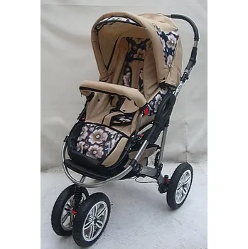 Kočárek Kočárek do terenu velmi prostorný s velkými nafukovacími koly béžový používaný