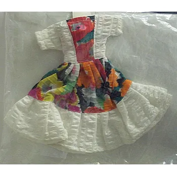 Doplněk pro panenku Obleček šatičky pro panenku Barbie pestrý a bílá nařasená sukně