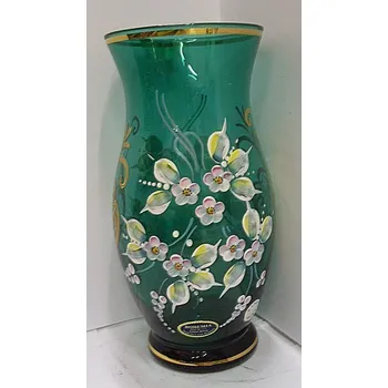 Váza Váza zelené sklo malovaná SO 30