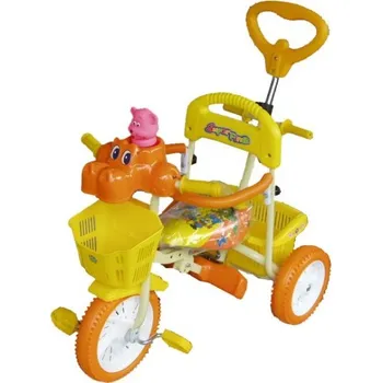 Dětské vozidlo Tříkolka Jaguár s řídící tyčí žluto oranžová s muzikalním panelem