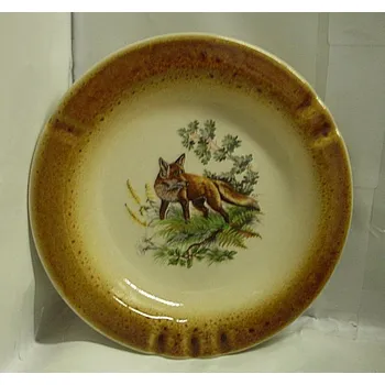 Popelník - talířek velký keramický kulatý s motivem Liška