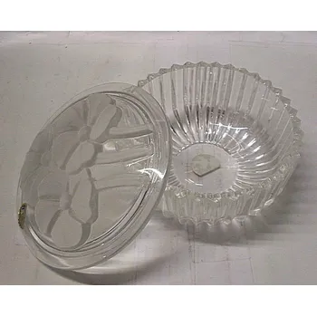 Cukřenka Doza s víkem skleněná cukřenka květ matná český křišťál kulatá O7