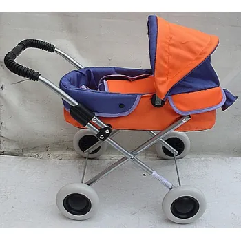 Kočárek pro panenku Kočárek pro panenku Lux nízký hluboký oranžovo modrý