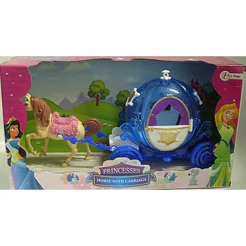 Kočárek pro panenku Kočár pohádkový pro malé panenky s koněm 27 cm