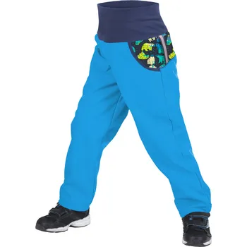 Dívčí oblečení Unuo softshellové kalhoty s fleecem Souhvězdí medvěda tyrkysové