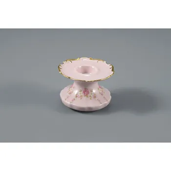 Svícen jednoramenný, růžový porcelán, Amis, 5 cm, Leander