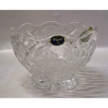 Miska malá skleněná křišťálová s květem kulatá O134