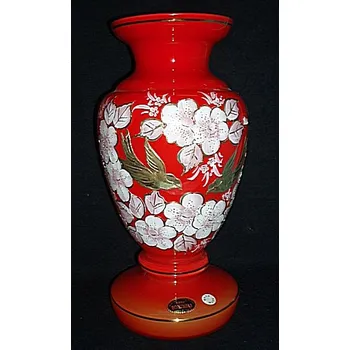 Váza Váza malovaná velká červená skleněná amfora ruční práce TF 195