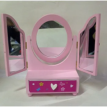 Šperkovnice Dřevěná šperkovnice se šuplíkem a zrcadlem velká 3 dílná Princess růžová