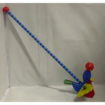 Dřevěná hračka Lachtan s balonkem dřevěný na tyči jezdík masiv