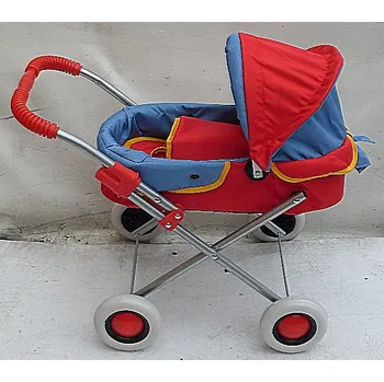 Kočárek pro panenku Kočárek pro panenku Lux nízký hluboký červeno modrý