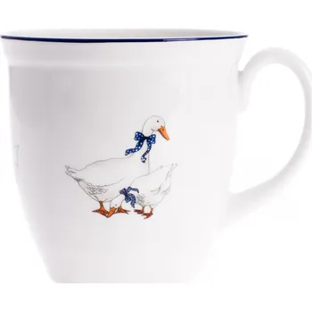 Hrnek hranatý 0,6 l, karlovarský porcelán Leander Loučky, husy