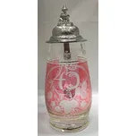 Korbel jubilejní krígl broušený skleněný s cínovým víkem k 45 narozeninám s číslem 45