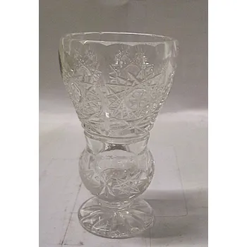 Váza Vázička skleněná křišťálová miniatura baňata O288
