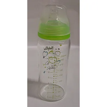 Kojenecká lahev skleněná Rozšířená - Široký otvor s potiskem 240 ml