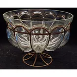 Mísa středověkého typu velká historická skleněná na drátěné noze umělecký skvost čiré sklo