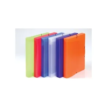 Box na spisy A4 s gumou průsvitný Opaline - hřbet 3 cm / červená