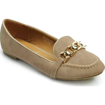 Dámské baleríny Skvělé hnědé baleríny se zlatým řetízkem 36