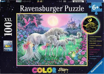 Puzzle Ravensburger Svítící puzzle Jednorožci za úplňku XXL 100 dílků