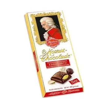 Čokoláda REBER čokoláda 100 g Mozart hořká se smetanovou náplní a pistáciovým marcipánem (s příchutí pistácie marcipán a nugát gute )