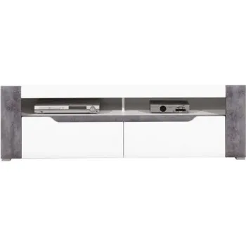 Televizní stolek Televizní stolek Brando - bílá / beton / bílý lesk