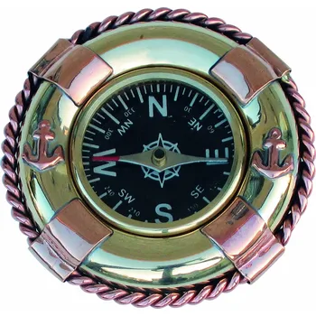 SEA CLUB Kompas mosazný a měděný - záchranný kruh Ø 6,5 cm 9017