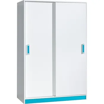 Postel Šatní skříň s posuv. dveřmi TRAFICO 14 bílá/tyrkys