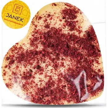 Čokoláda Velké bílé čokoládové srdíčko s drcenými lyofilizovanými malinami a ostružinami