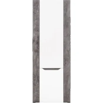 Koupelnový nábytek Policová skříň Brando - bílá / beton / bílý lesk