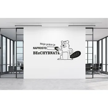 Samolepící dekorace Lepy.cz Samolepka na zeď Bezchybnatá práce + ilustrace Velikost (šířka x výška): l20x49cm, Barevná varianta: Ledová modrá