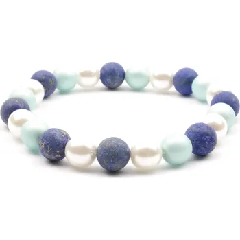 Náramek Moni - dámský náramek lapis lazuli perly mentolové a bílé