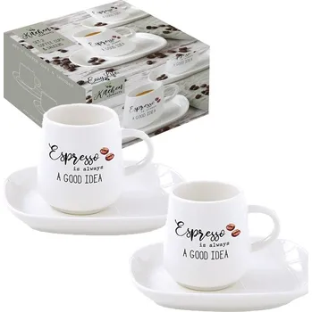 Easy Life, Itálie Easy Life - Porcelánové hrnky na espresso Kitchen Elements v dárkové krabičce - 2*100 ml Barva: jako na obrázku