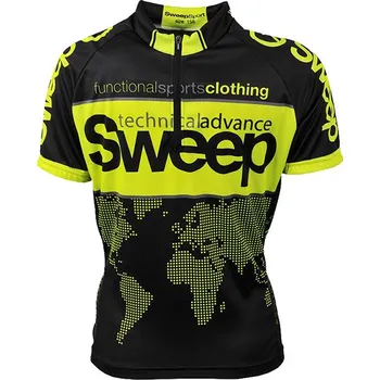 cyklistický dres Dětský cyklistický dres D014 - černá / citronová