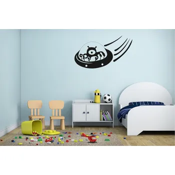 Samolepící dekorace Lepy.cz Samolepka na zeď UFO Velikost (šířka x výška): l00x56cm, Barevná varianta: Tmavě šedivá