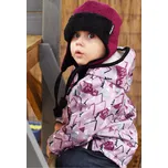 růžová vzorovaná bunda ze softshellu s delším chloupkem