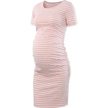 Dámské šaty Těhotenské pruhované přiléhavé šaty Barva: Růžová, Míry: L
