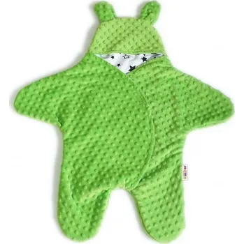 Fusak NELLYS Fusák, spacáček, kombinézka do autosedačky nebo kočárku Ouškou s minky - světle zelený