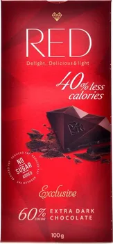 Čokoláda RED Chocolate Extra hořká čokoláda 40% less calories 100 g