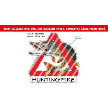 Samolepící dekorace Rybářská samolepka HUNTING PIKE - Velikost: 15,5 x 15 cm