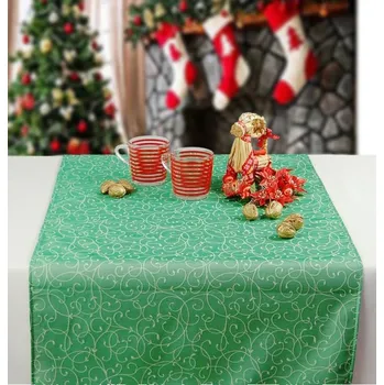 ubrus HEDVA ČESKÝ BROKÁT Ubrus Odaska běhoun 50x135 krucánky zelená