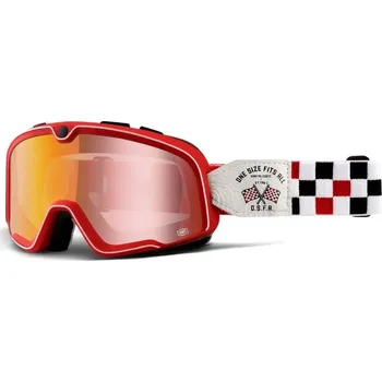 Motocyklové brýle 100% Barstow OSFA2 červené chrom plexi