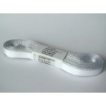 Stuha Stuha taftová 15mm s rexorem bílá+stříbro