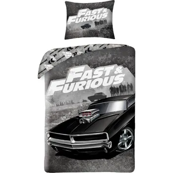 Povlečení Halantex Rychle a zběsile černobílé 140 x 200, 70 x 90 cm zipový uzávěr