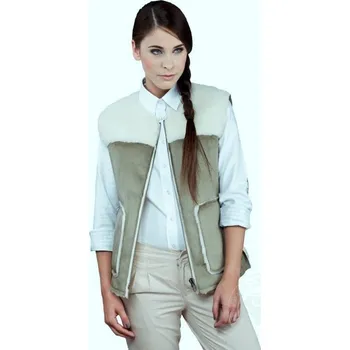 Dámská vesta Vesta do pasu ovčí vlna, velur S-XXL olivově zelená, Barevné varianty Zelená, Velikosti S 200-100-00239